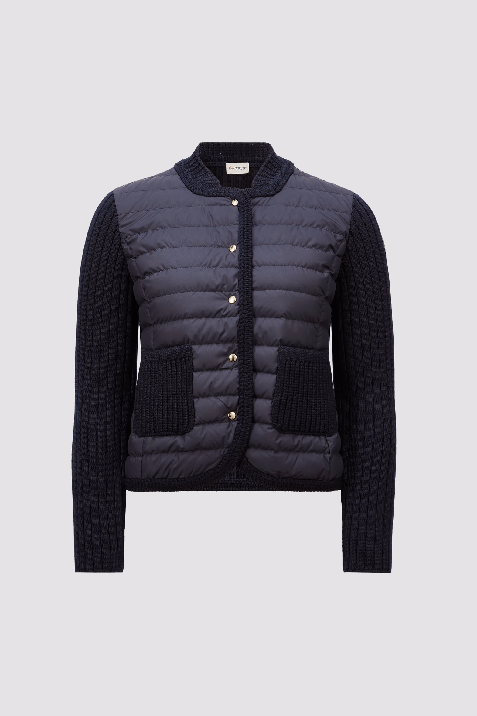 Padded Wool Cardigan Women Navy Blue Moncler 2